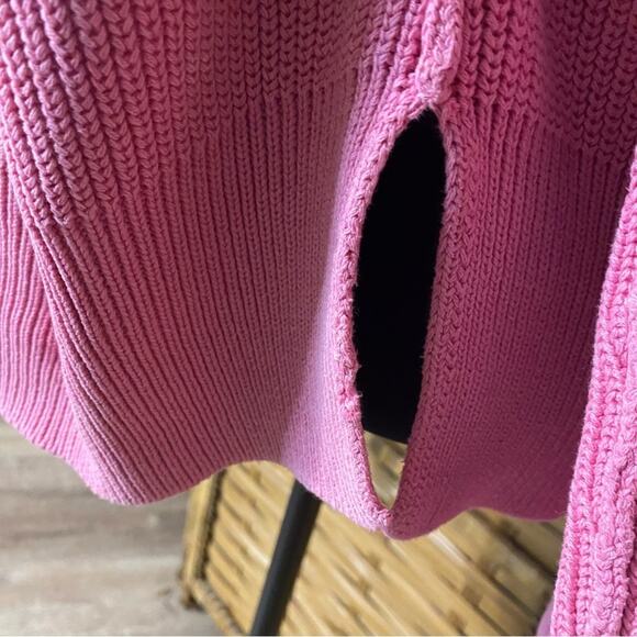 Aerie Pink Crew Neck Sweater with Ribbed Knit small 100% cotton oversized cozy - Picture 3 of 10